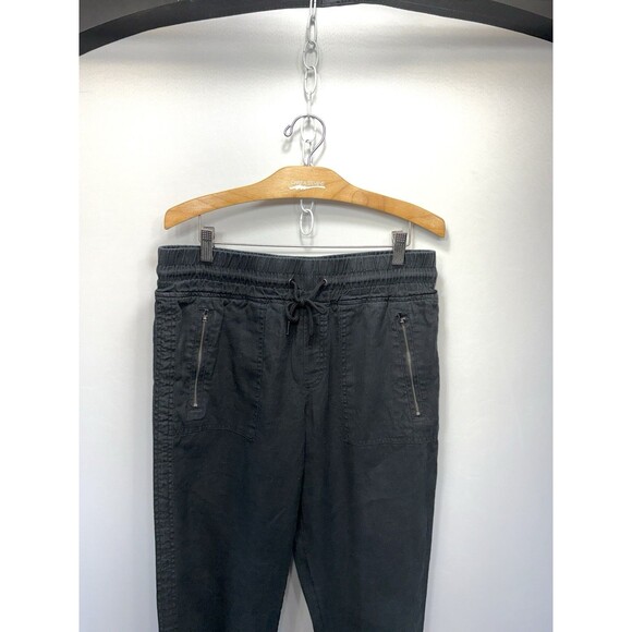 Athleta Cabo Linen Jogger Pants Womens 8 Black High Rise Travel Lightweight - Picture 3 of 9